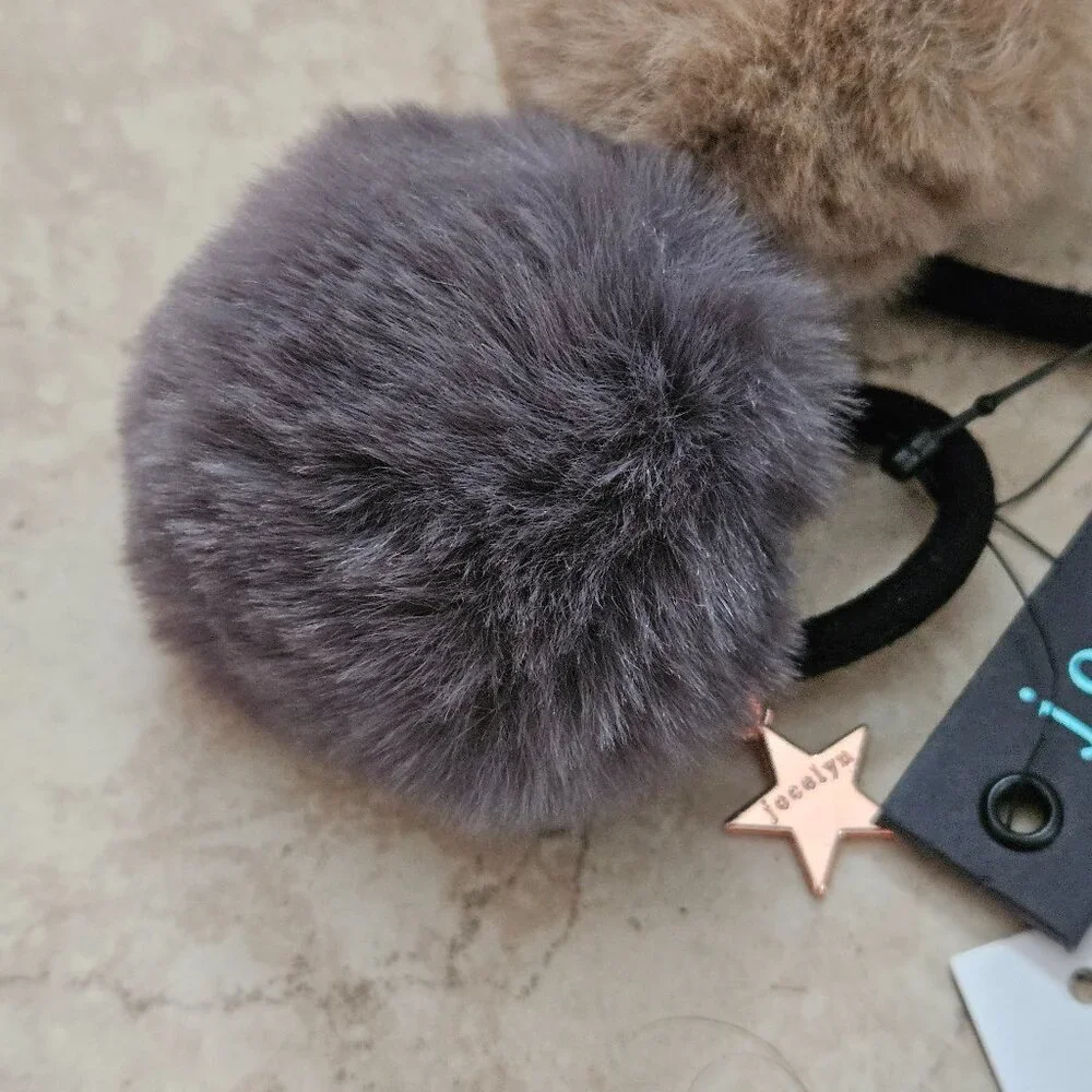 RARE SET 3 JOCELYN FAUX FUR PONYTAIL HOLDER HAIR TIE WRAP BAND ACCESSORY